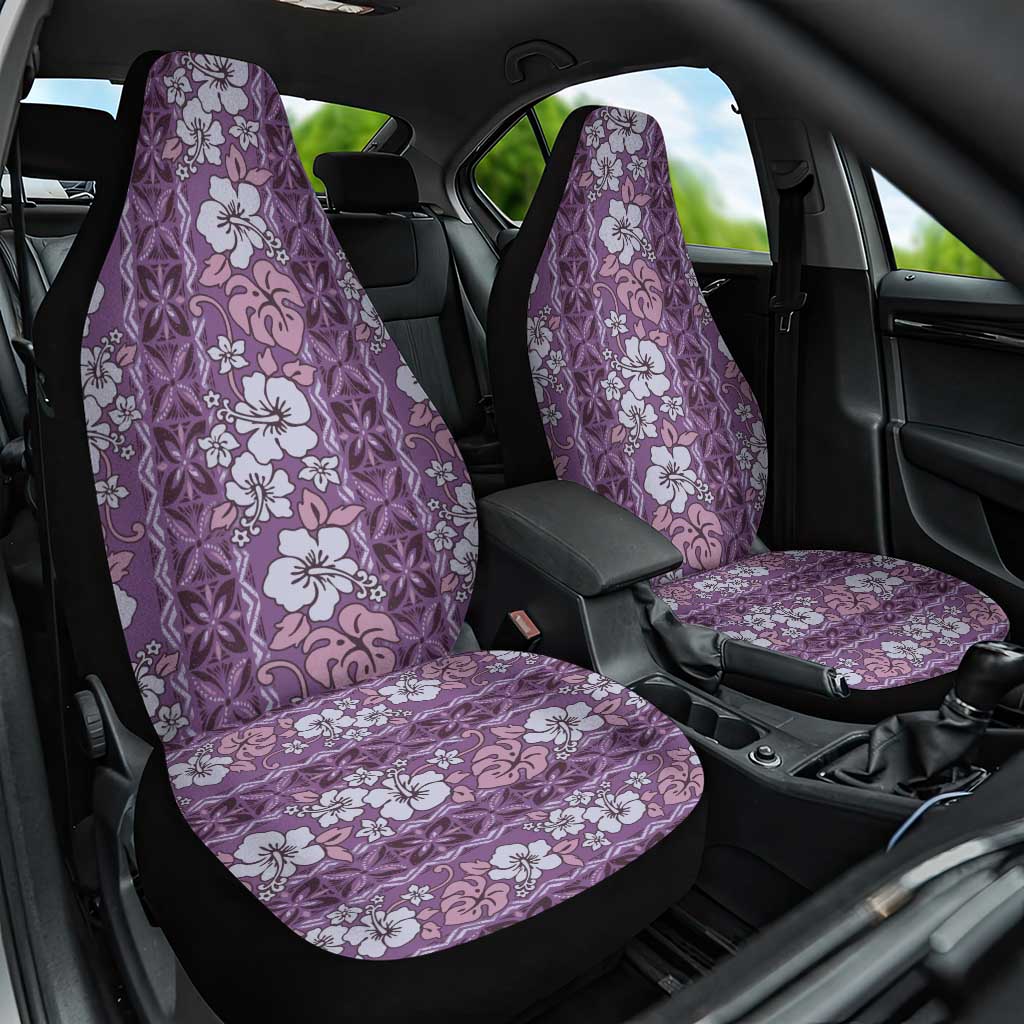 Hawaii Vintage Violet Hibiscus Tapa Pattern Car Seat Cover LT05 One Size Violet - Polynesian Pride