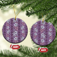 Hawaii Vintage Violet Hibiscus Tapa Pattern Ceramic Ornament LT05 Circle Violet - Polynesian Pride