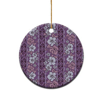 Hawaii Vintage Violet Hibiscus Tapa Pattern Ceramic Ornament LT05 - Polynesian Pride