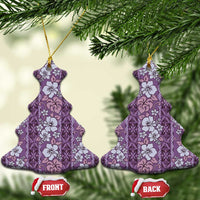 Hawaii Vintage Violet Hibiscus Tapa Pattern Ceramic Ornament LT05 Christmas Tree Violet - Polynesian Pride