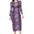 Hawaii Vintage Violet Hibiscus Tapa Pattern Family Matching Long Sleeve Bodycon Dress and Hawaiian Shirt