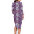 Hawaii Vintage Violet Hibiscus Tapa Pattern Family Matching Long Sleeve Bodycon Dress and Hawaiian Shirt