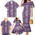 Hawaii Vintage Violet Hibiscus Tapa Pattern Family Matching Mermaid Dress and Hawaiian Shirt