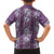 Hawaii Vintage Violet Hibiscus Tapa Pattern Family Matching Off The Shoulder Long Sleeve Dress and Hawaiian Shirt