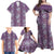 Hawaii Vintage Violet Hibiscus Tapa Pattern Family Matching Off Shoulder Maxi Dress and Hawaiian Shirt