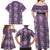 Hawaii Vintage Violet Hibiscus Tapa Pattern Family Matching Off Shoulder Maxi Dress and Hawaiian Shirt