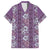 Hawaii Vintage Violet Hibiscus Tapa Pattern Family Matching Off Shoulder Maxi Dress and Hawaiian Shirt