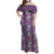 Hawaii Vintage Violet Hibiscus Tapa Pattern Family Matching Off Shoulder Maxi Dress and Hawaiian Shirt