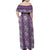 Hawaii Vintage Violet Hibiscus Tapa Pattern Family Matching Off Shoulder Maxi Dress and Hawaiian Shirt