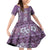 Hawaii Vintage Violet Hibiscus Tapa Pattern Family Matching Off Shoulder Short Dress and Hawaiian Shirt