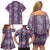 Hawaii Vintage Violet Hibiscus Tapa Pattern Family Matching Off Shoulder Short Dress and Hawaiian Shirt