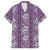 Hawaii Vintage Violet Hibiscus Tapa Pattern Family Matching Off Shoulder Short Dress and Hawaiian Shirt