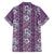 Hawaii Vintage Violet Hibiscus Tapa Pattern Family Matching Off Shoulder Short Dress and Hawaiian Shirt