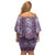 Hawaii Vintage Violet Hibiscus Tapa Pattern Family Matching Off Shoulder Short Dress and Hawaiian Shirt