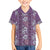 Hawaii Vintage Violet Hibiscus Tapa Pattern Family Matching Off Shoulder Short Dress and Hawaiian Shirt