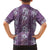 Hawaii Vintage Violet Hibiscus Tapa Pattern Family Matching Short Sleeve Bodycon Dress and Hawaiian Shirt