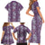 Hawaii Vintage Violet Hibiscus Tapa Pattern Family Matching Short Sleeve Bodycon Dress and Hawaiian Shirt