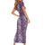 Hawaii Vintage Violet Hibiscus Tapa Pattern Family Matching Short Sleeve Bodycon Dress and Hawaiian Shirt