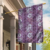 Hawaii Vintage Violet Hibiscus Tapa Pattern Garden Flag LT05 House Flag Violet - Polynesian Pride