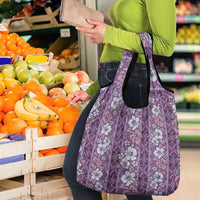 Hawaii Vintage Violet Hibiscus Tapa Pattern Grocery Bag LT05 - Polynesian Pride