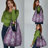 Hawaii Vintage Violet Hibiscus Tapa Pattern Grocery Bag LT05 - Polynesian Pride