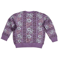 Hawaii Vintage Violet Hibiscus Tapa Pattern Kid Ugly Christmas Sweater LT05 - Polynesian Pride
