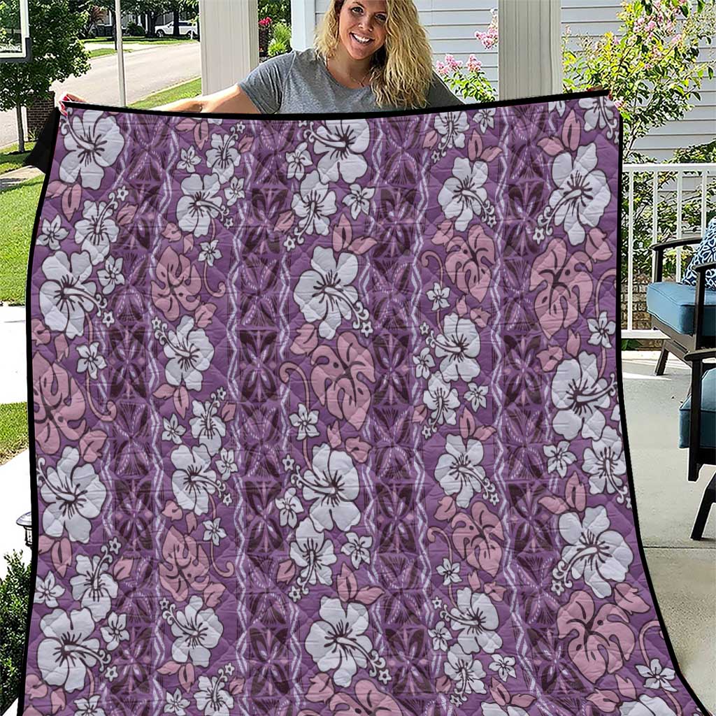 Hawaii Vintage Violet Hibiscus Tapa Pattern Quilt LT05 Violet - Polynesian Pride