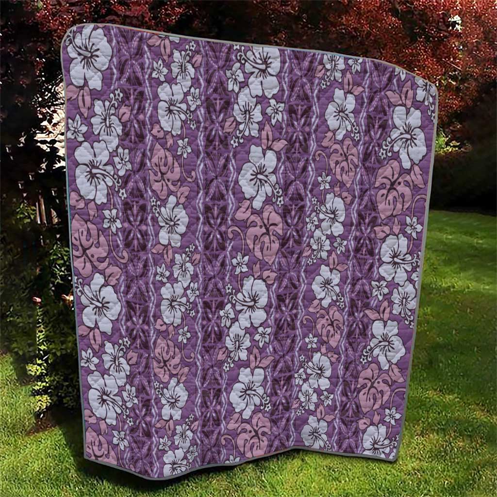 Hawaii Vintage Violet Hibiscus Tapa Pattern Quilt LT05 - Polynesian Pride