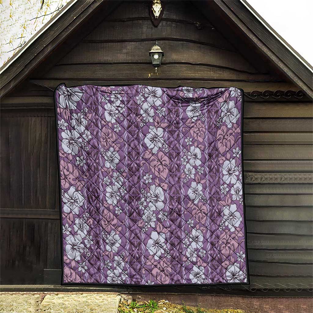 Hawaii Vintage Violet Hibiscus Tapa Pattern Quilt LT05 - Polynesian Pride