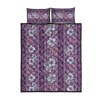 Hawaii Vintage Violet Hibiscus Tapa Pattern Quilt Bed Set LT05 - Polynesian Pride