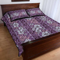 Hawaii Vintage Violet Hibiscus Tapa Pattern Quilt Bed Set LT05 - Polynesian Pride