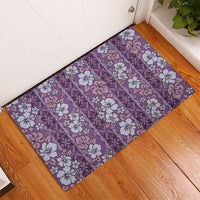 Hawaii Vintage Violet Hibiscus Tapa Pattern Rubber Doormat LT05 - Polynesian Pride