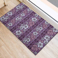 Hawaii Vintage Violet Hibiscus Tapa Pattern Rubber Doormat LT05 - Polynesian Pride