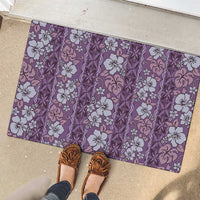 Hawaii Vintage Violet Hibiscus Tapa Pattern Rubber Doormat LT05 - Polynesian Pride