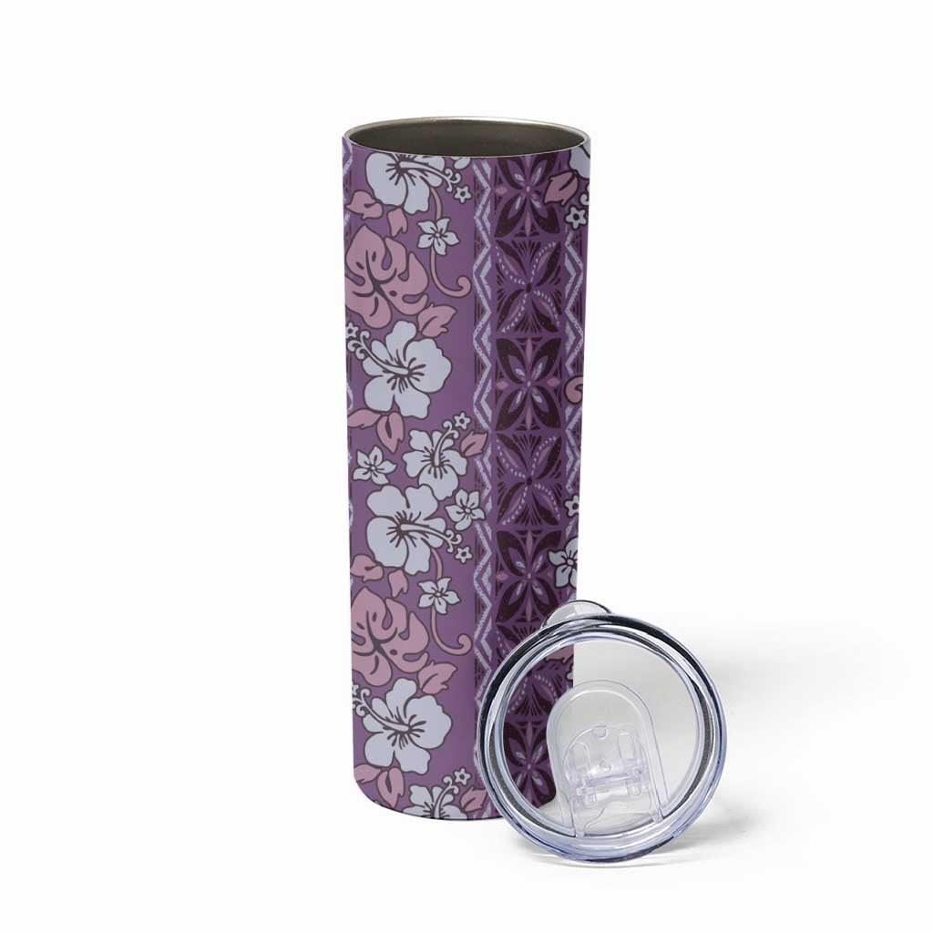 Hawaii Vintage Violet Hibiscus Tapa Pattern Skinny Tumbler LT05 - Polynesian Pride