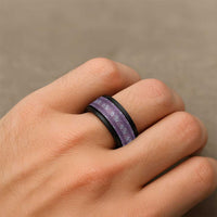 Hawaii Vintage Violet Hibiscus Tapa Pattern Spinner Ring LT05 - Polynesian Pride