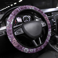 Hawaii Vintage Violet Hibiscus Tapa Pattern Steering Wheel Cover LT05 Universal Fit Violet - Polynesian Pride