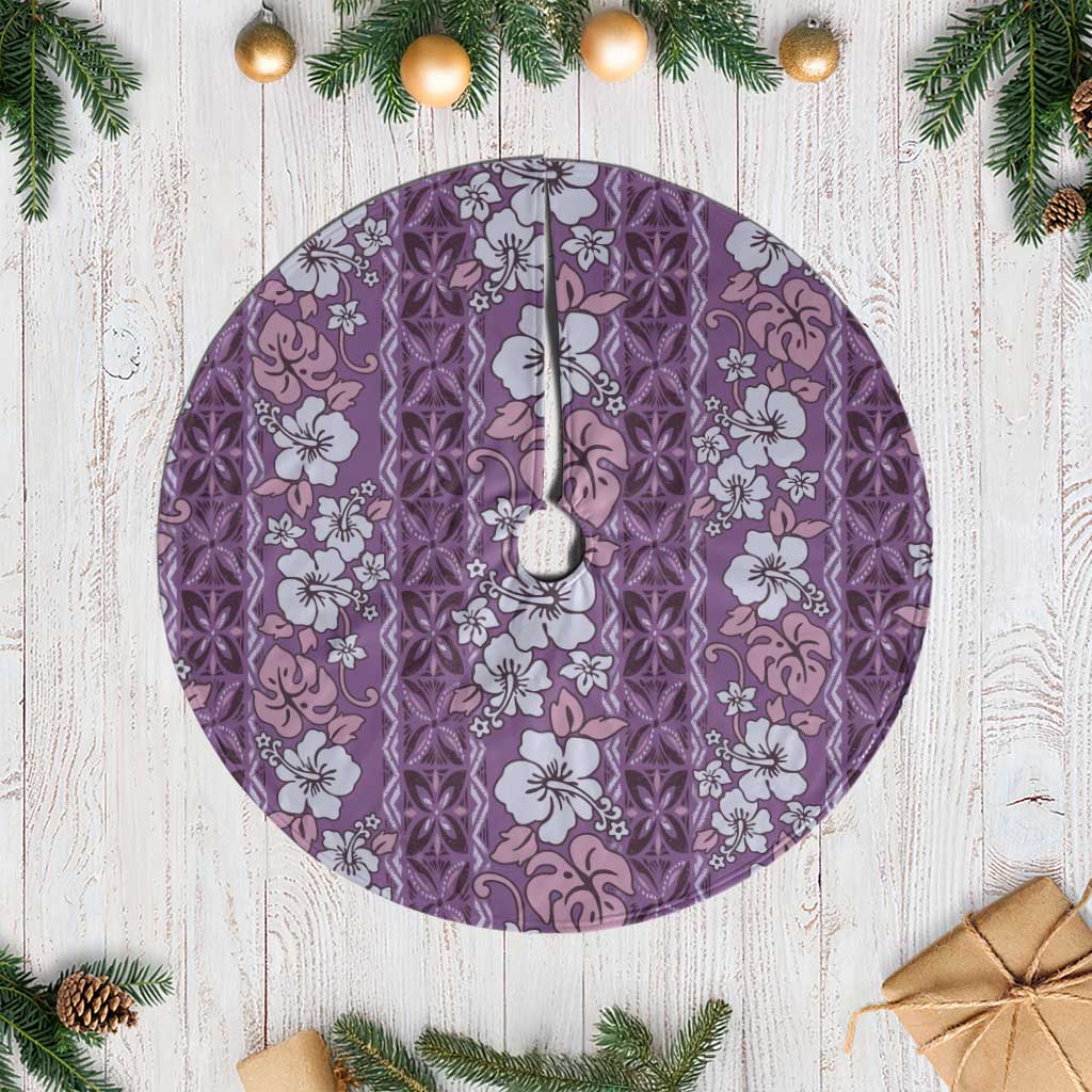 Hawaii Vintage Violet Hibiscus Tapa Pattern Tree Skirt LT05 Casual Violet - Polynesian Pride