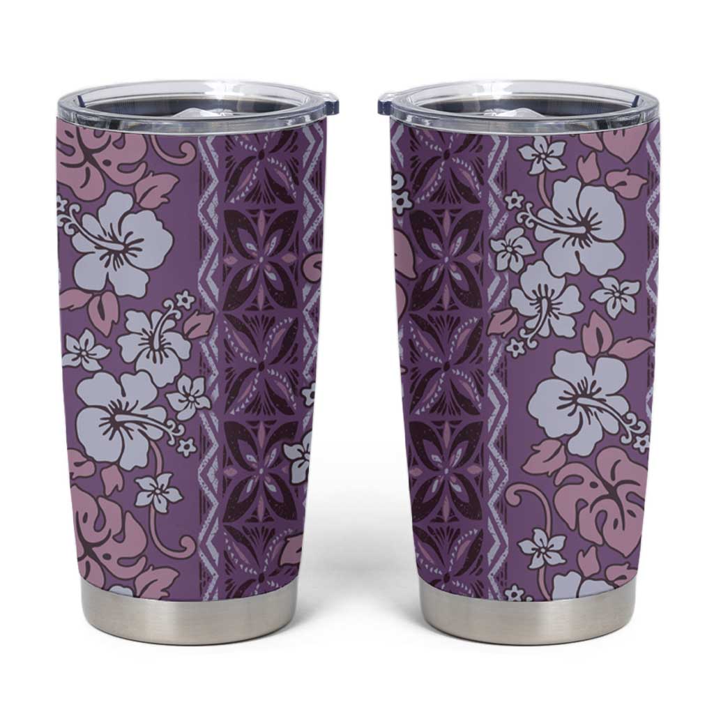 Hawaii Vintage Violet Hibiscus Tapa Pattern Tumbler Cup LT05 Violet - Polynesian Pride