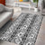 Hawaii Vintage Gray Hibiscus Tapa Pattern Area Rug