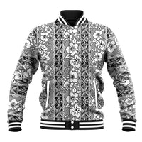 Hawaii Vintage Gray Hibiscus Tapa Pattern Baseball Jacket LT05 Unisex Gray - Polynesian Pride
