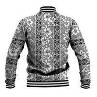 Hawaii Vintage Gray Hibiscus Tapa Pattern Baseball Jacket LT05 - Polynesian Pride
