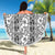 Hawaii Vintage Gray Hibiscus Tapa Pattern Beach Blanket