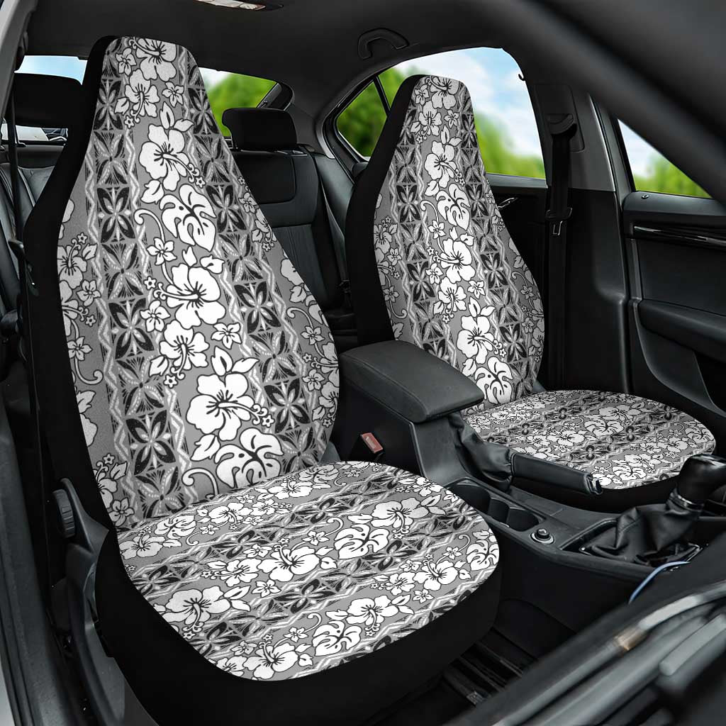 Hawaii Vintage Gray Hibiscus Tapa Pattern Car Seat Cover LT05 One Size Gray - Polynesian Pride