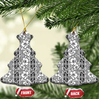 Hawaii Vintage Gray Hibiscus Tapa Pattern Ceramic Ornament LT05 Christmas Tree Gray - Polynesian Pride