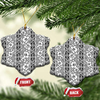 Hawaii Vintage Gray Hibiscus Tapa Pattern Ceramic Ornament LT05 Snow Flake Gray - Polynesian Pride