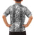 Hawaii Vintage Gray Hibiscus Tapa Pattern Family Matching Long Sleeve Bodycon Dress and Hawaiian Shirt