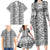 Hawaii Vintage Gray Hibiscus Tapa Pattern Family Matching Long Sleeve Bodycon Dress and Hawaiian Shirt