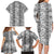 Hawaii Vintage Gray Hibiscus Tapa Pattern Family Matching Long Sleeve Bodycon Dress and Hawaiian Shirt