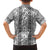 Hawaii Vintage Gray Hibiscus Tapa Pattern Family Matching Off The Shoulder Long Sleeve Dress and Hawaiian Shirt